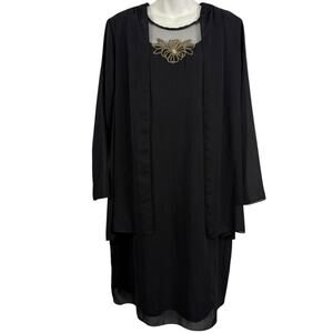 Sharade of California Vintage USA Black Jacket Style One Piece Dress Womens 18W